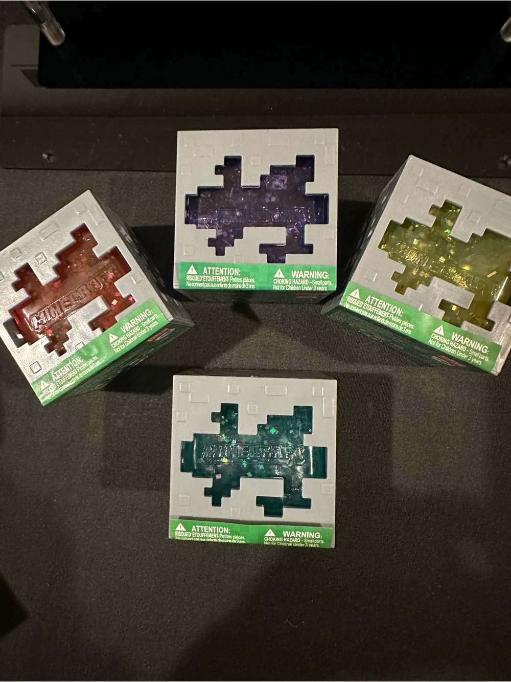 Set of 4 Minecraft Glitter jelly cube Toy multiple color options 🔥Fast Ship